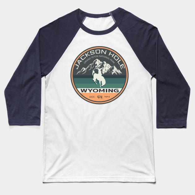 The Jackson Hole Exclusive Wyoming Mountains Lovers Baseball T-Shirt by Meryarts